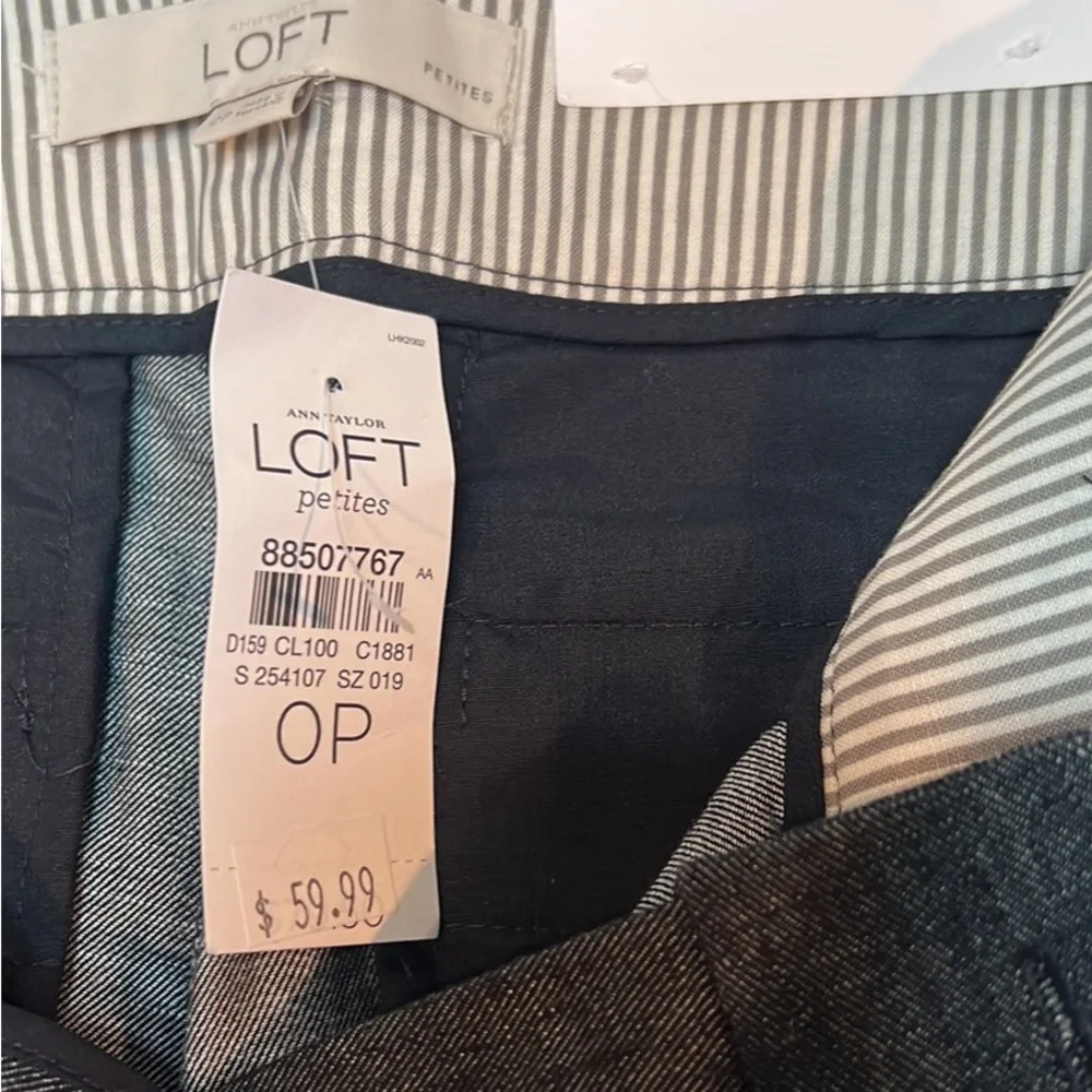 LOFT Dark Gray Denim Jacket with Striped Lining